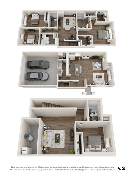 Floor plan for 4 beds, 3.5 baths, 2660 sqft